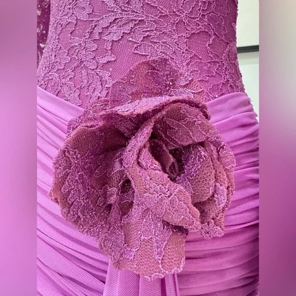 PatBo Lace Ruched Mini Dress | Purple | Party /Cocktail / Wedding Guest | Size 8 - Picture 5 of 5